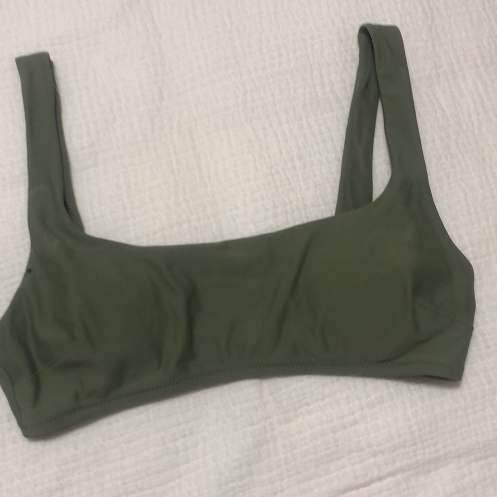 Aerie scoop neck bikini top olive color